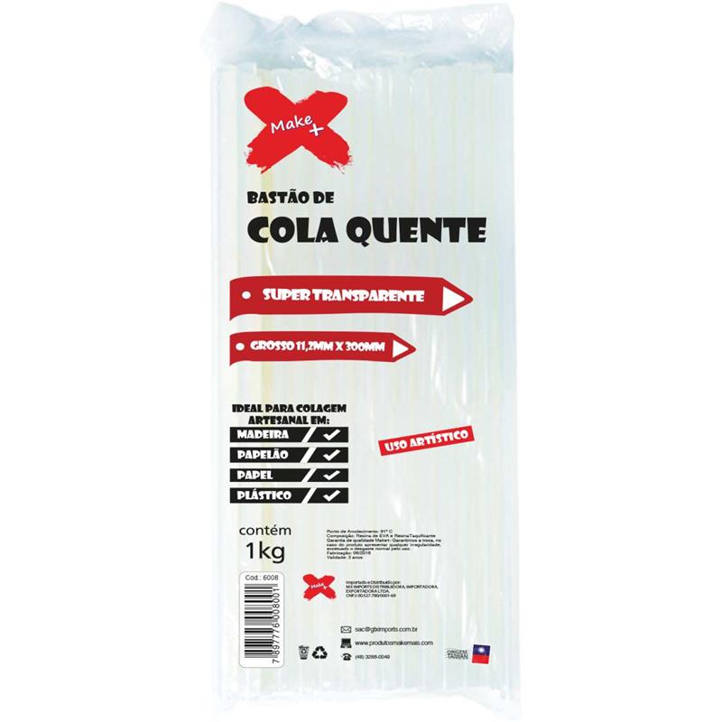 COLA QUENTE REFIL SUPER  TRANSPARENTE PROFISSIONAL GROSSA  MAKE+ UNIDADE