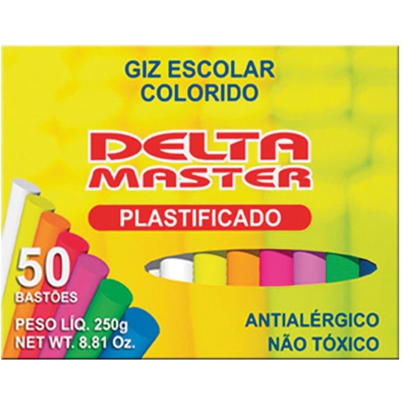 GIZ ESCOLAR COLOR PLASTIFICADO CAIXA COM 50 UNIDADES DELTA