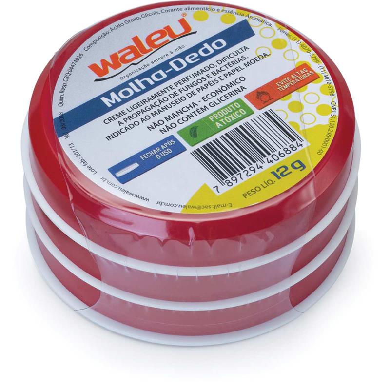 UMIDIFICADOR DE DEDO MOLHA DEDO VERMELHO 12G. - WALEU PCT.C/10