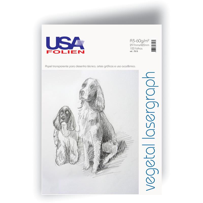 PAPEL VEGETAL A3 60G 297 X 420 MM - USA FOLIEN PCT.C/100