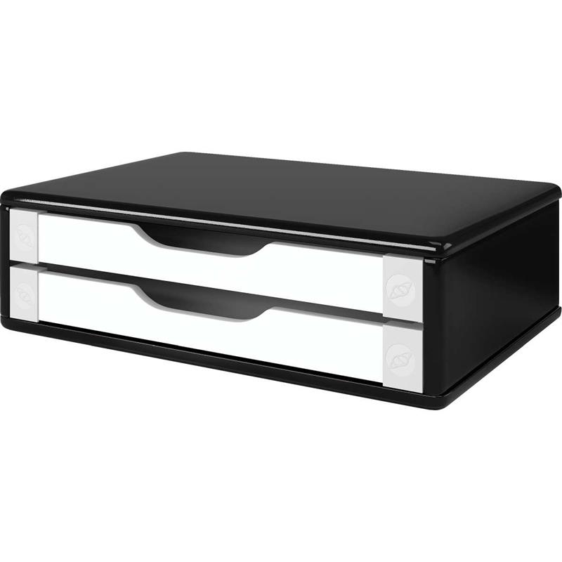 SUPORTE PARA MONITOR 2 GAVETAS 39 X 26 X 12 MDF PRETO E BRANCO - SOUZA UNIDADE