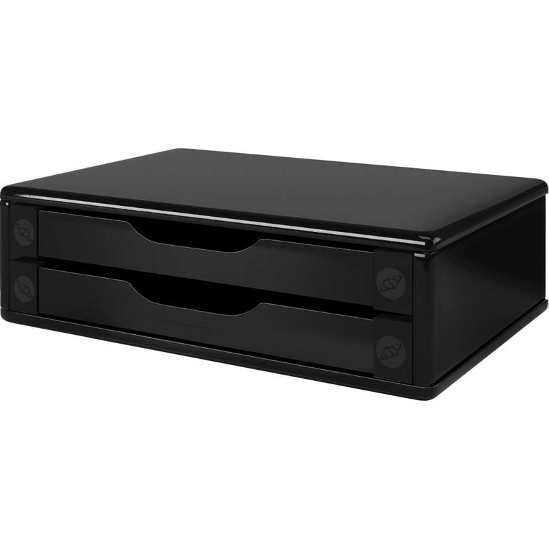 SUPORTE PARA MONITOR 2 GAVETAS MDF 39 CM X 26 CM X 12 CM BLACK PIANO - SOUZA UNIDADE