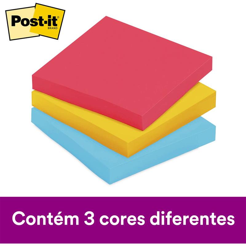 BLOCO DE RECADO POST-IT COLEÇÃO DIVERSÃO 76 X 76 MM - 3M PCT.C/03