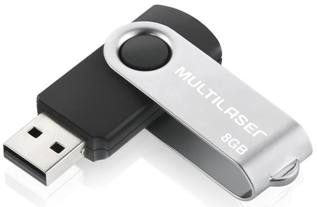 PEN DRIVE 8GB TWIST MULTILASER PRETO PD587