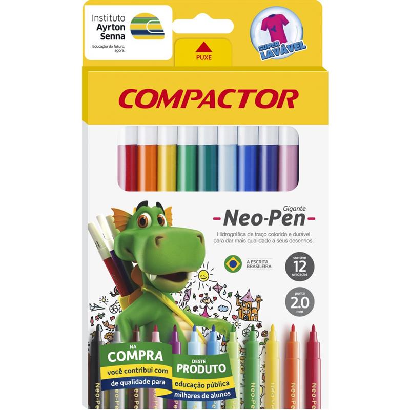 CANETA HIDROGRAFICA NEO-PEN GIGANTE 12 CORES COMPACTOR