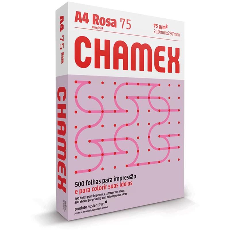 PAPEL SULFITE A4 COLORIDO CHAMEX 75 G ROSA CHAMEX PCT/500UN