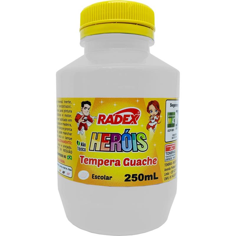 TINTA GUACHE 250 ML BRANCO RADEX PCT.C/03