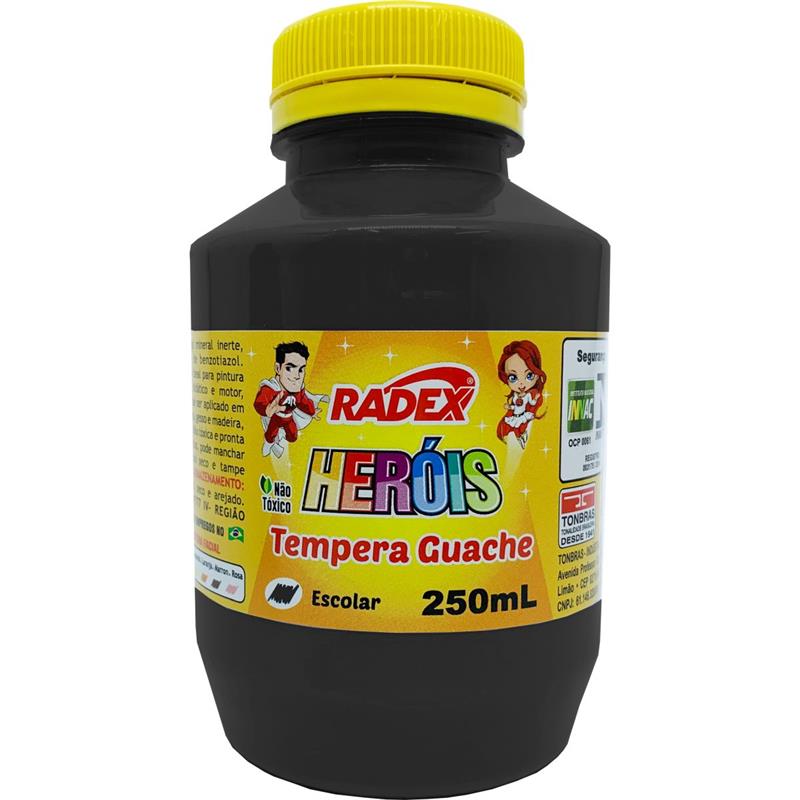TINTA GUACHE 250 ML PRETO RADEX UNID