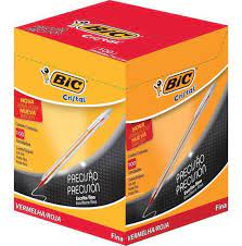 CANETA ESFEROGRAFICA BIC CRISTAL PRECISAO 0.8MM FINA VERMELHA COM 100