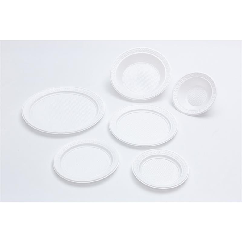PRATO PLÁSTICO DESCARTÁVEL RASO 15 CM DIÂMETRO BRANCO - KEROCOPO PCT.C/10