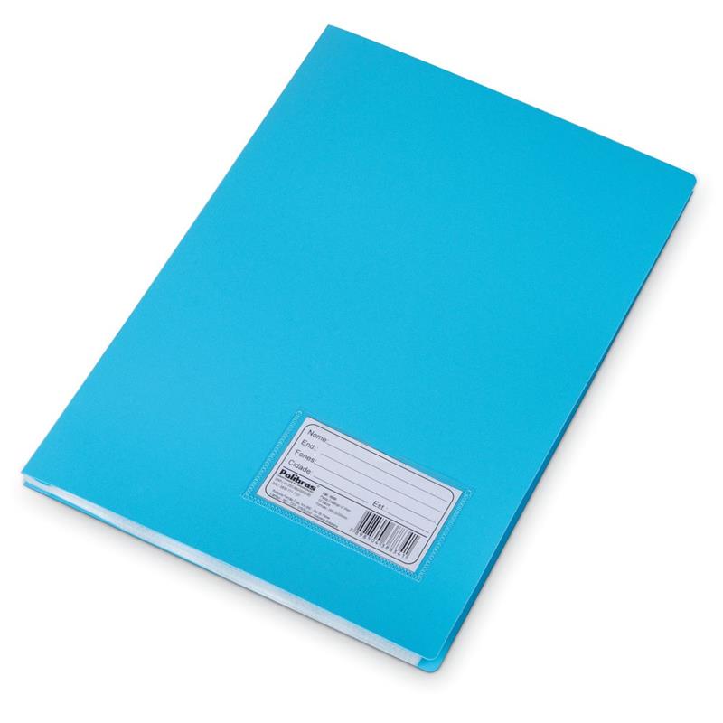 PASTA CATÁLOGO PLASTICA OFICIO AZUL 10ENVEL. - POLIBRAS UNIDADE