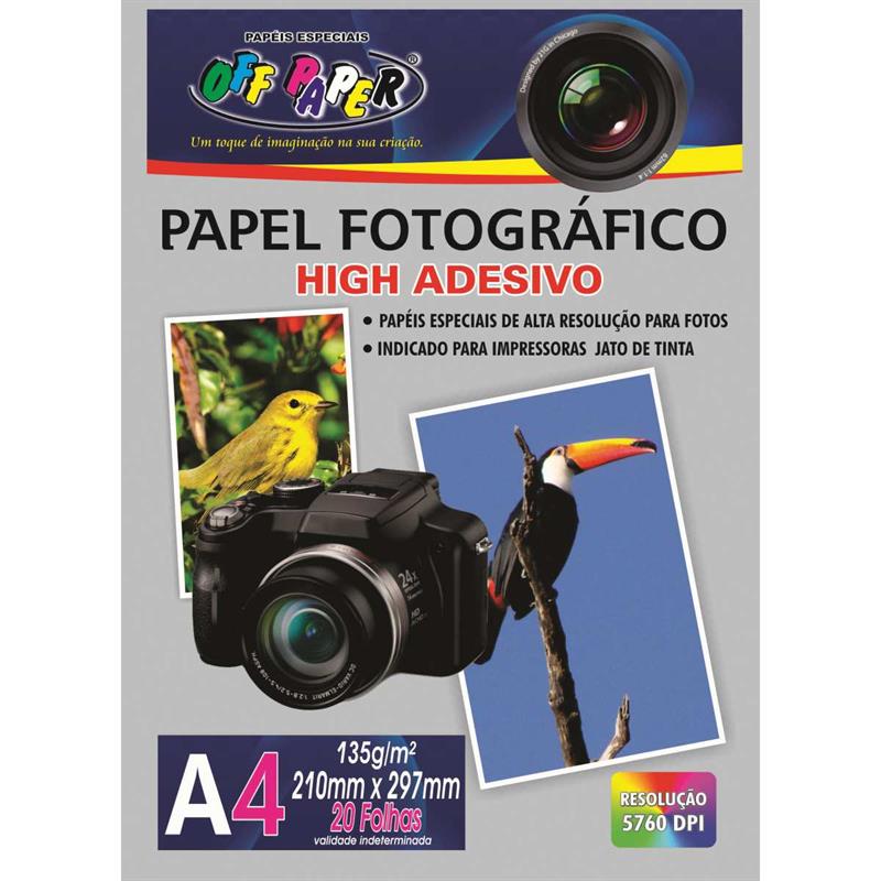PAPEL FOTOGRÁFICO INKJET A4 HIGH ADESIVO 135G - OFF PAPER PCT.C/20