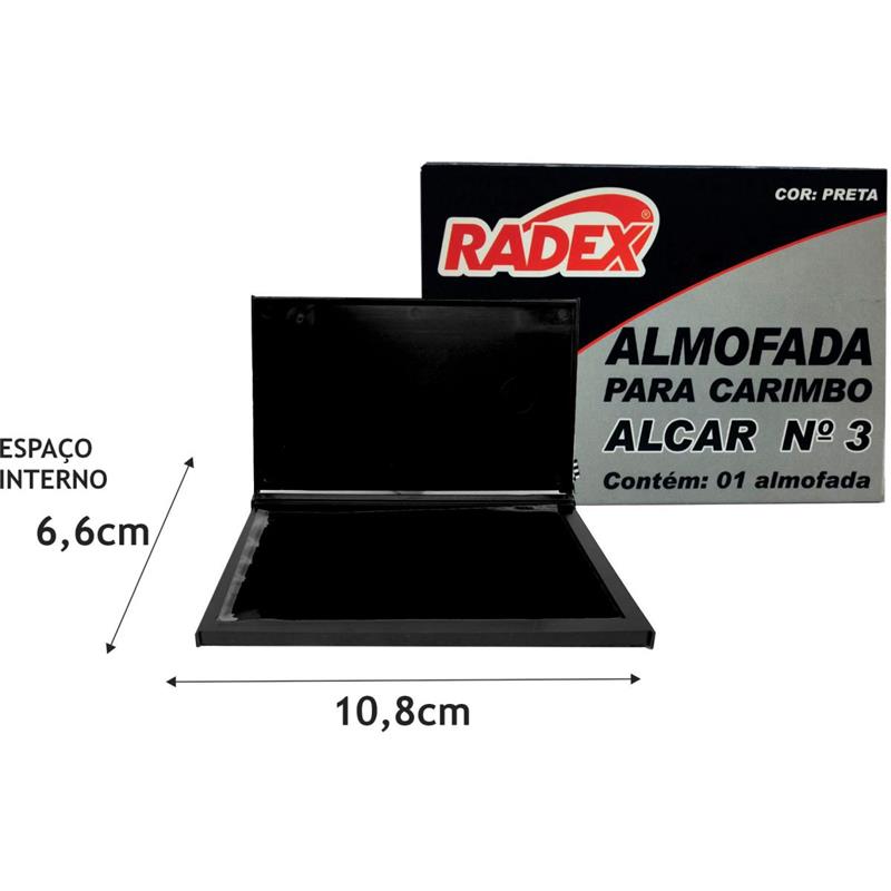 ALMOFADA PARA CARIMBO (N° 3) PRETA - RADEX UNIDADE
