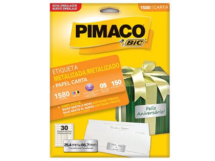 ETIQUETA PIMACO CARTA 1580 - 5FLS METALIZ.