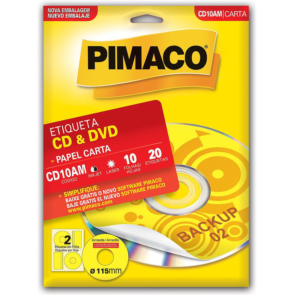 ETIQUETA PIMACO P/CD CARTA CD10 - AMARELO