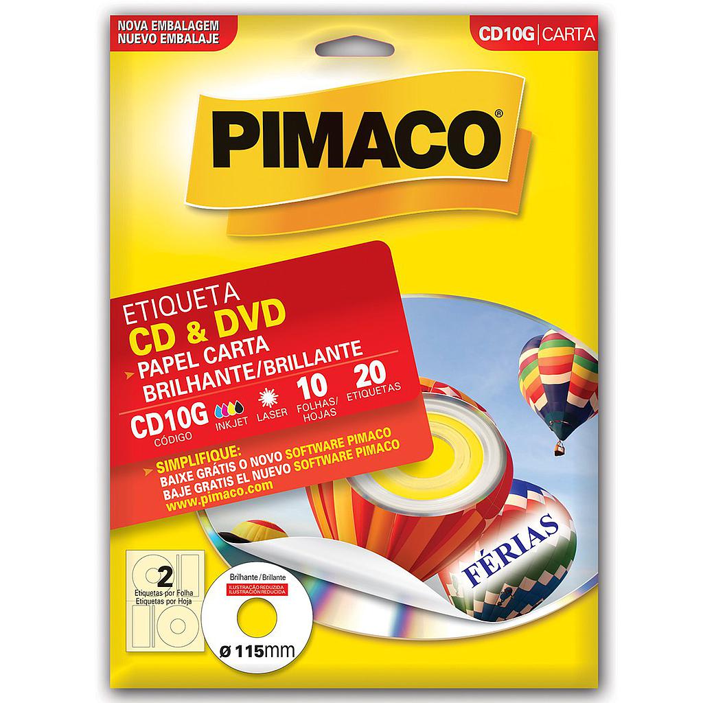 ETIQUETA PIMACO P/CD CARTA CD10G - GLOSSY