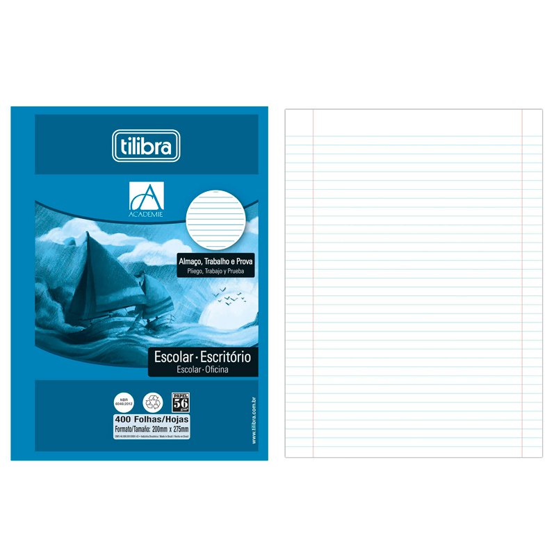 PAPEL ALMACO TILIBRA A4 PAUTADO COM MARGEM COM 400 FOLHAS