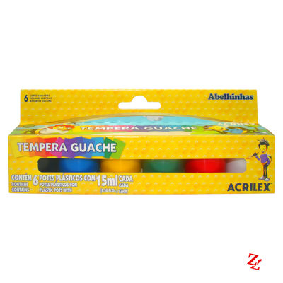 Tinta Tempera Guache Acrilex 15Ml C/6 Cores