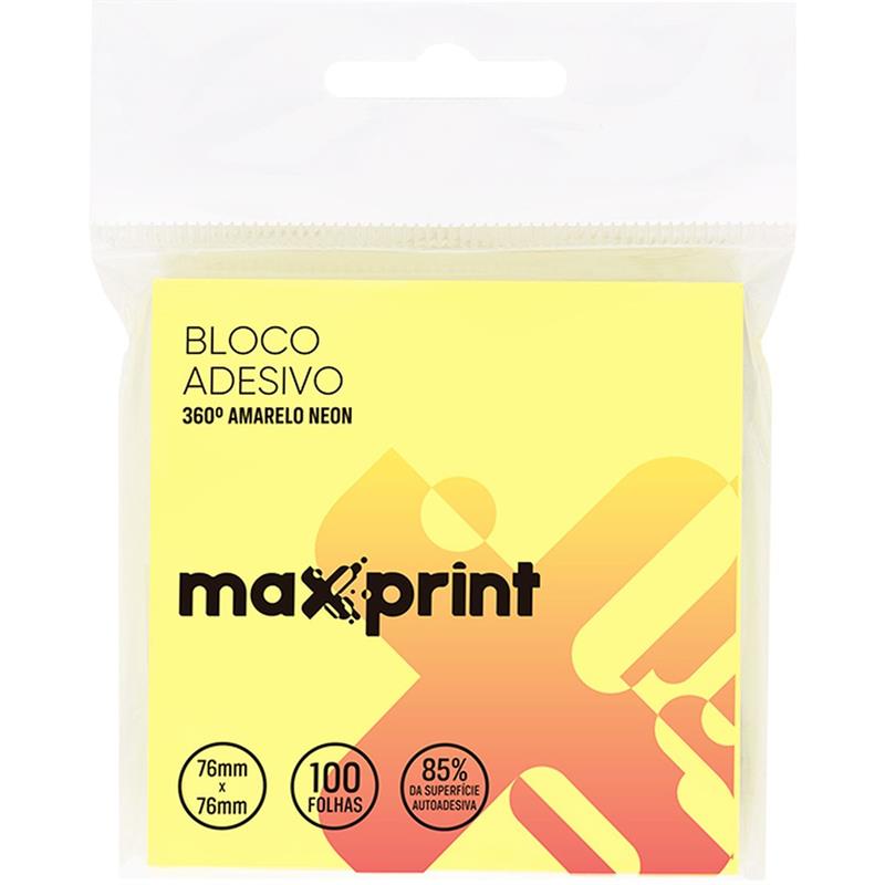 BLOCO DE RECADO AUTOADESIVO 360 GRAUS 76 MM X 76 MM 100 FLS. AMARELO - MAXPRINT UNIDADE