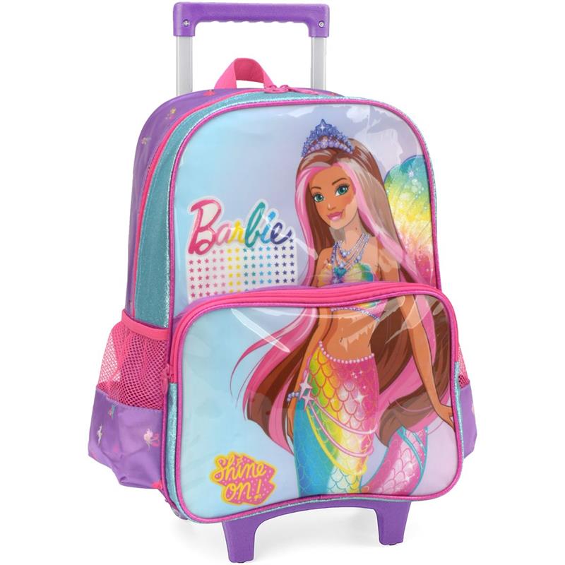 MOCHILA INFANTIL COM RODINHA BARBIE GRANDE VIOLETA - LUXCEL UNIDADE
