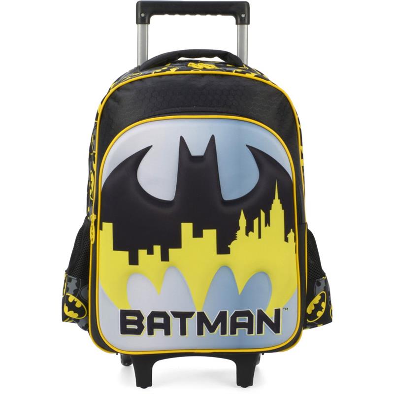 MOCHILA INFANTIL COM RODINHA BATMAN GRANDE AMARELA - LUXCEL UNIDADE