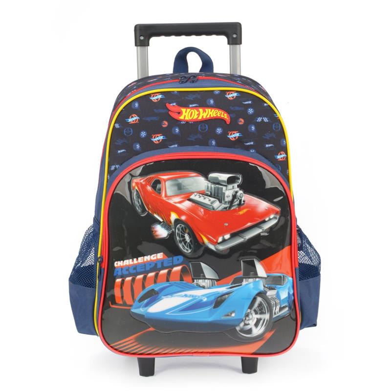MOCHILA INFANTIL COM RODINHA HOT WHEELS GRANDE AZUL - LUXCEL UNIDADE