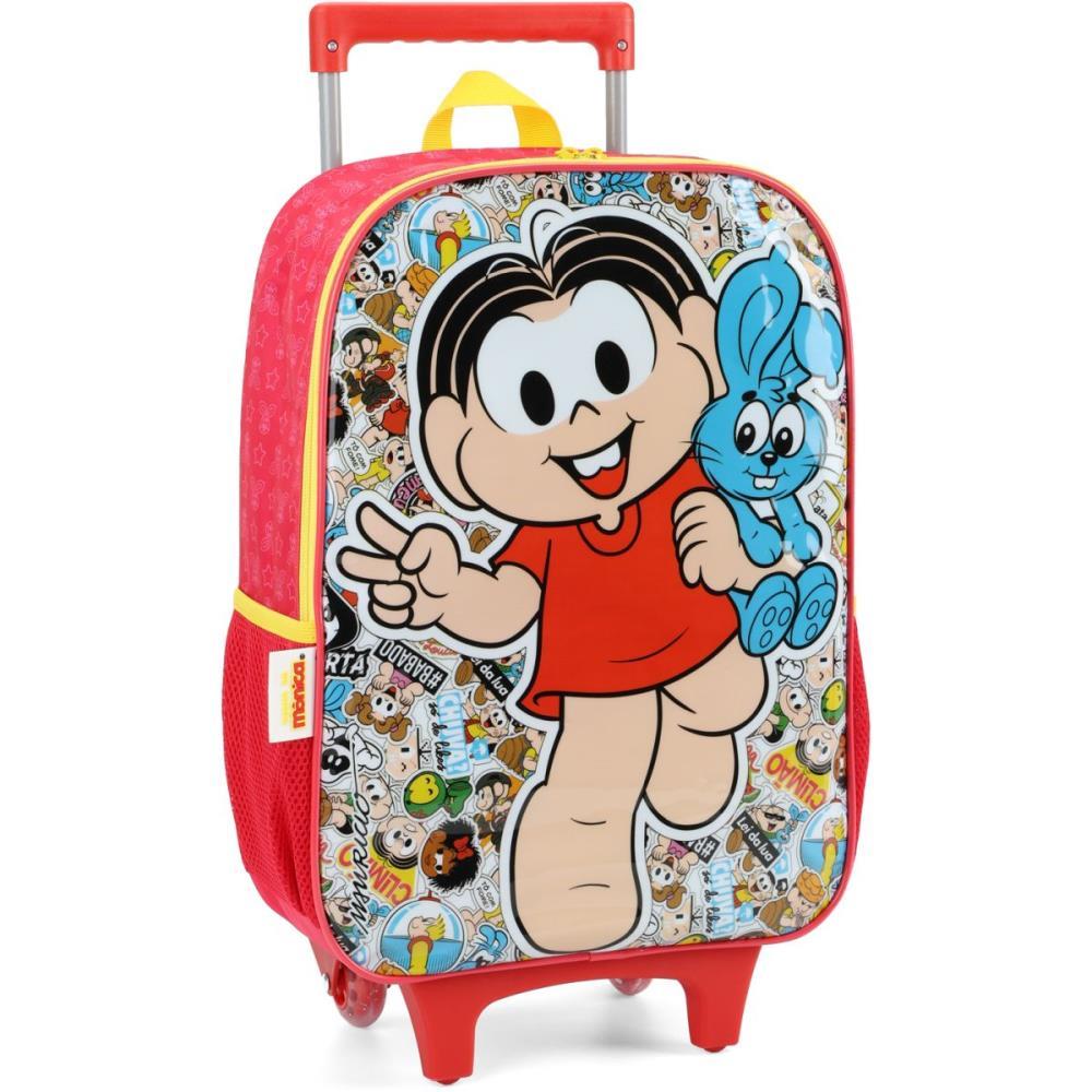 MOCHILA INFANTIL COM RODINHA TURMA DA MÔNICA M VERMELHA - LUXCEL UNIDADE