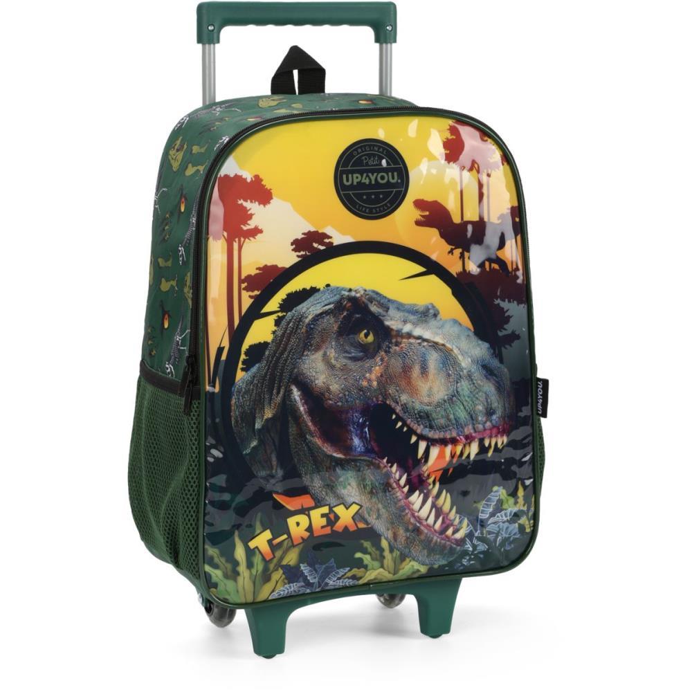 MOCHILA INFANTIL COM RODINHA UP4YOU DINOSSAURO M VERDE - LUXCEL UNIDADE