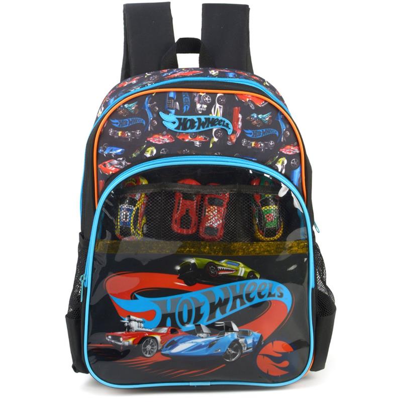 MOCHILA INFANTIL HOT WHEELS GRANDE PRETA - LUXCEL UNIDADE