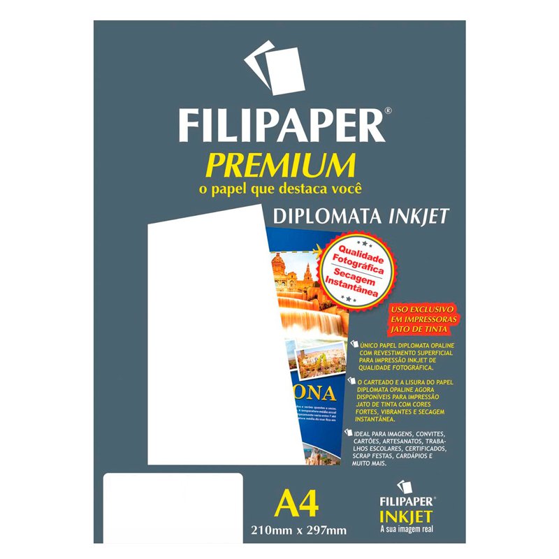 PAPEL COUCHE FILIPAPER PREMIUM A4 BRANCO 180G 20 FOLHAS