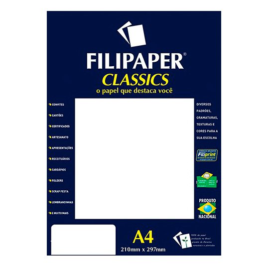 PAPEL VERGE FILIPAPER CLASSICS A4 MARFIN 180G 20 FOLHAS