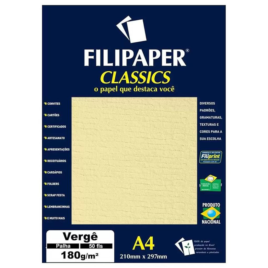 PAPEL VERGE FILIPAPER CLASSICS A4 PALHA 180G 50 FOLHAS