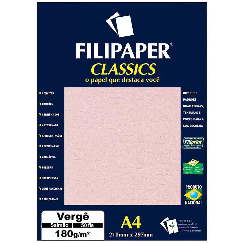 PAPEL VERGE FILIPAPER CLASSICS A4 SALMAO 180G 50 FOLHAS