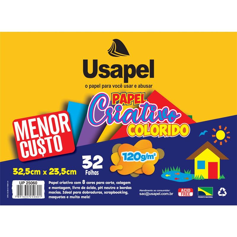 BLOCO PARA EDUCACAO ARTISTICA USAPEL 8COR.325X235 120G 32FLS - FILIPERSON BLOCO