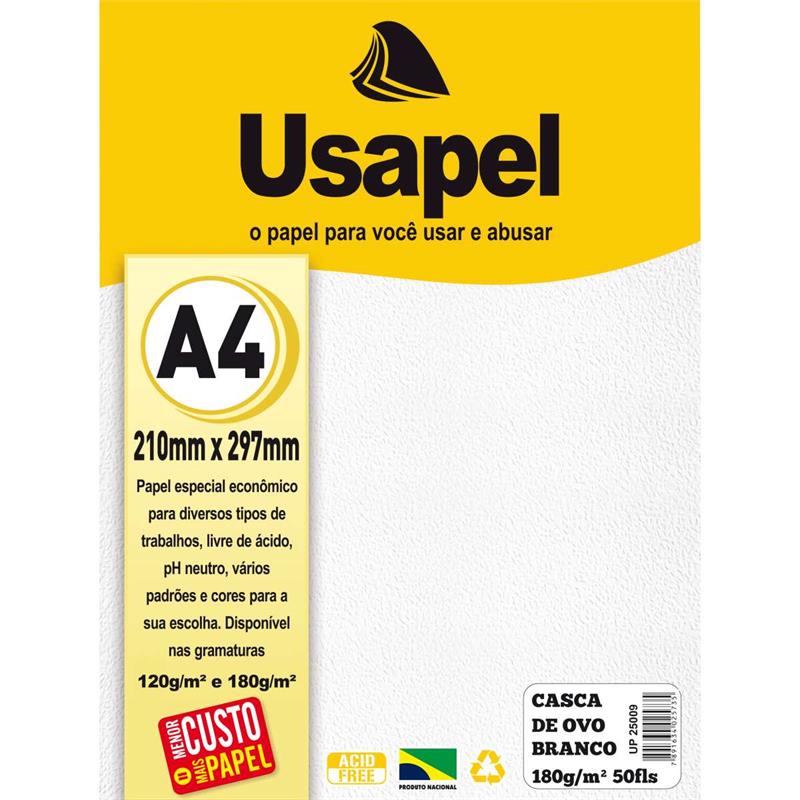 PAPEL A4 (CASCA DE OVO) USAPEL BRANCO 180G. - FILIPERSON PCT.C/50