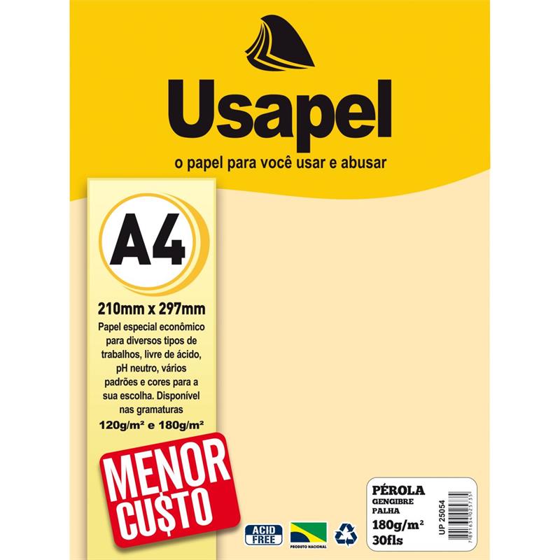 PAPEL A4 (PEROLADO) USAPEL GENGIBRE 180G - FILIPERSON PCT.C/30