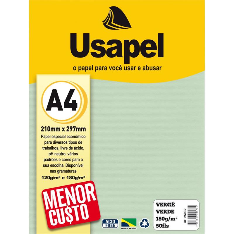 PAPEL A4 (VERGE) USAPEL VERDE 180G. - FILIPERSON PCT.C/50