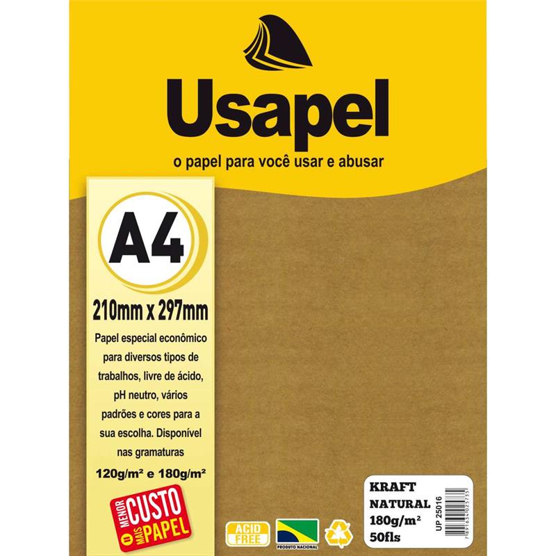 PAPEL KRAFT (FOLHA) USAPEL KRAFT NATURAL 180G. - FILIPERSON PCT.C/50