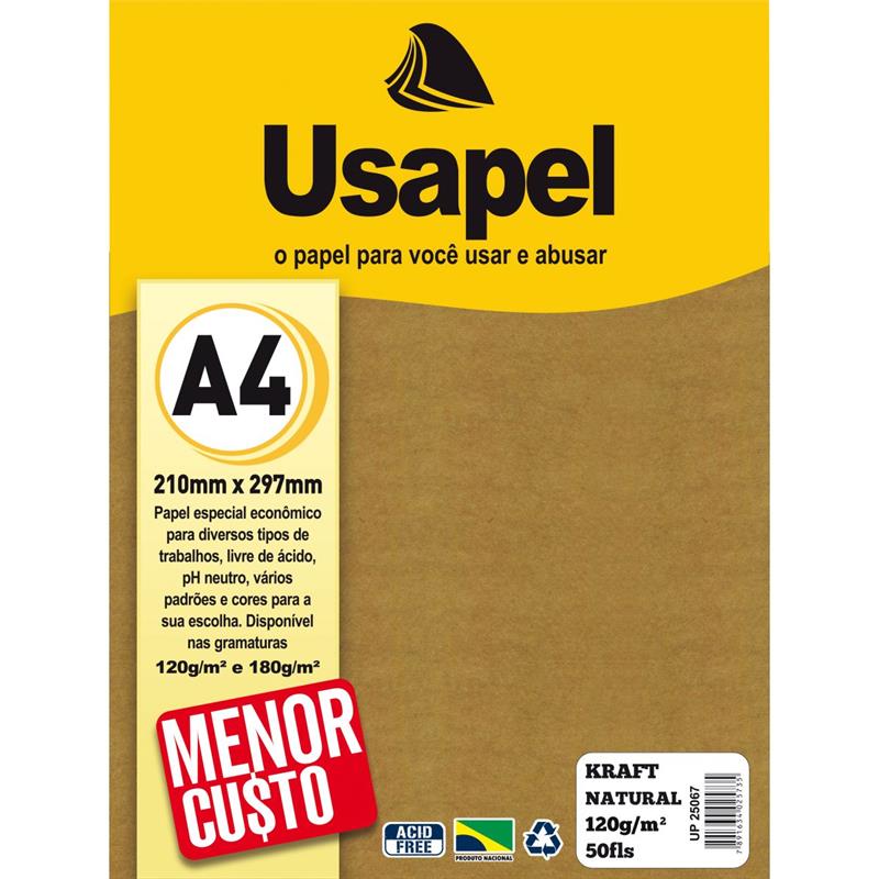 PAPEL KRAFT (FOLHA) USAPEL KRAFT NATURAL A4 120G. - FILIPERSON PCT.C/50
