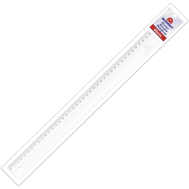 REGUA DE POLIESTIRENO TRANSPARENTE 40CM. - ACRIMET PCT.C/10