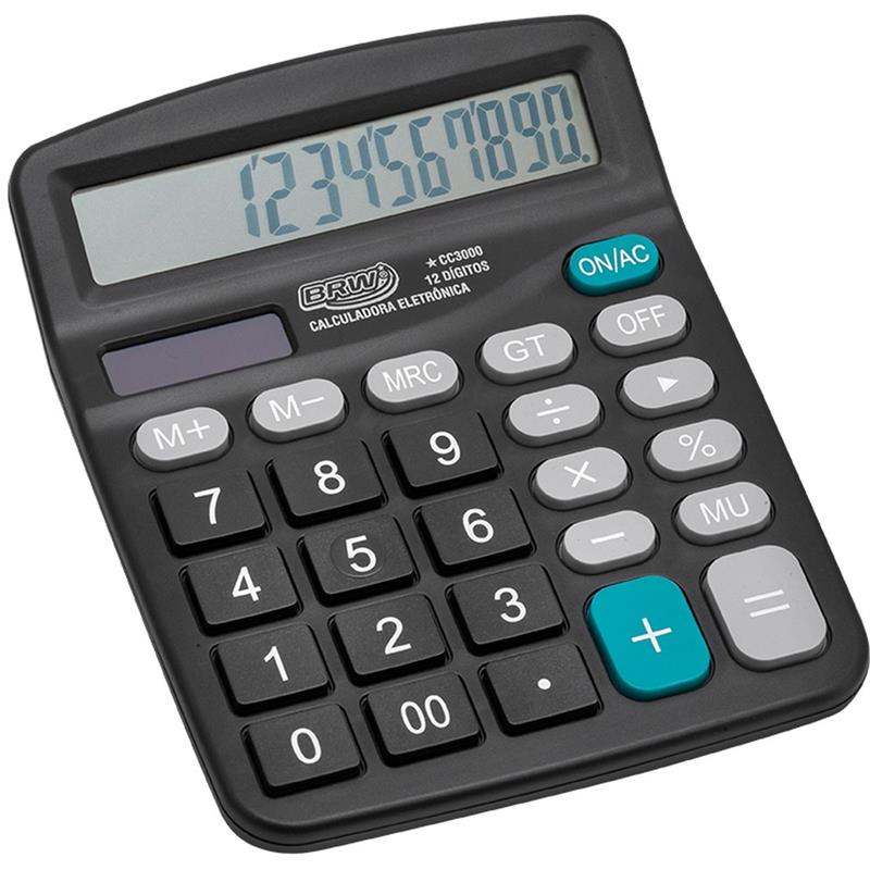 CALCULADORA DE MESA 12 DÍGITOS 14,8 CM X 11,9 CM X 3,8 CM PRETA - BRW UNIDADE
