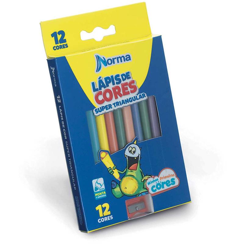 LÁPIS DE COR (JUMBO) NORMA SUPER 12CORES TRIANGULAR - WALEU ESTOJO
