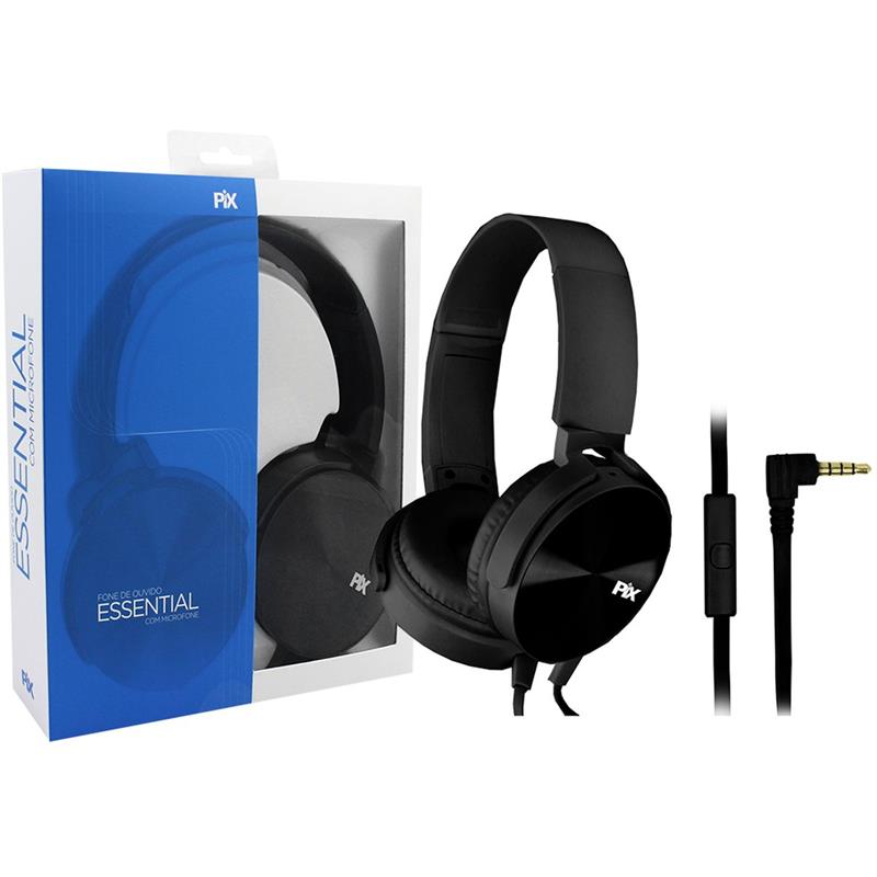 FONE DE OUVIDO COM MICROFONE ESSENTIAL P2 CABO FLAT 1,2M PT - SANTANA CENTRO UNIDADE