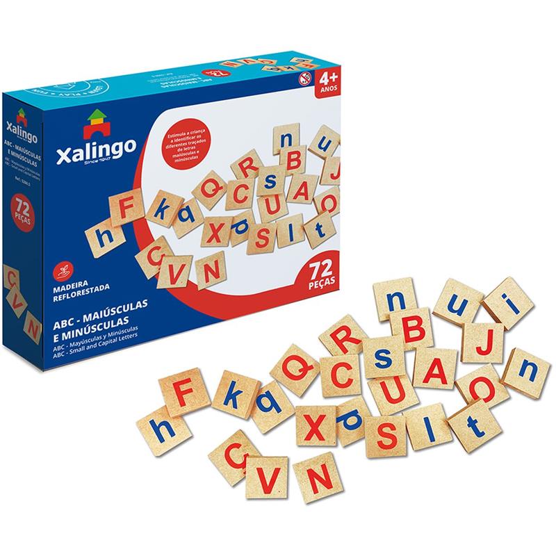 BRINQUEDO PEDAGÓGICO (MADEIRA) ABC MAIUSCULAS/MINUSCULAS 72PC - XALINGO UNIDADE