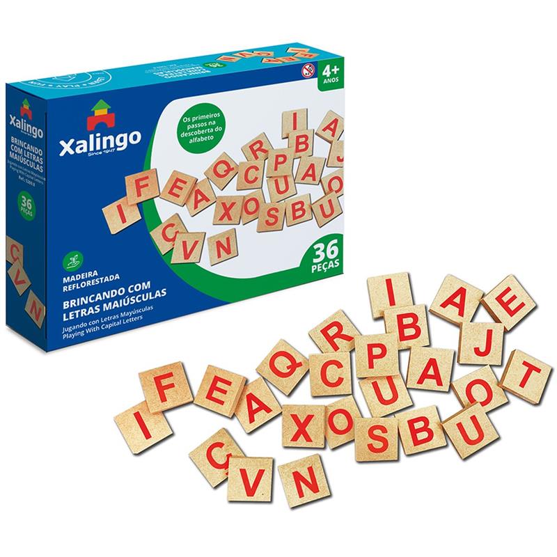 BRINQUEDO PEDAGÓGICO (MADEIRA) BRINCANDO COM AS LETRAS 36PCS. - XALINGO UNIDADE