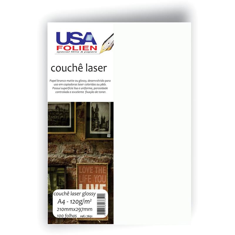 PAPEL A4 COUCHE BRANCO 120G - USA FOLIEN PCT.C/100