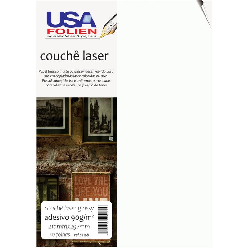 PAPEL FOTOGRÁFICO LASER A4 GLOSSY COUCHE ADESIVO 90 G - USA FOLIEN PCT.C/50