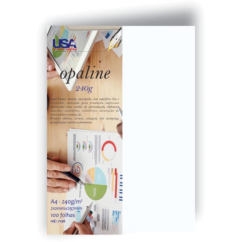 PAPEL OPALINE A4 BRANCO NACIONAL 240G - USA FOLIEN PCT.C/100