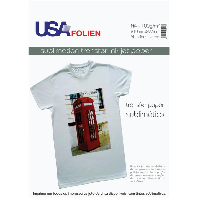 PAPEL TRANSFER P/SUBLIMACAO A4 100G - USA FOLIEN PCT.C/50