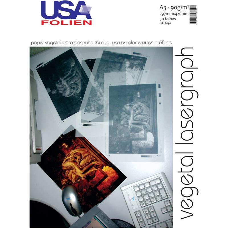 PAPEL VEGETAL A3 90G. 297X420MM - USA FOLIEN CX.C/50